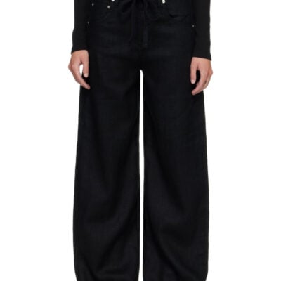 Citizens Of Humanity Black Brynn Drawstring Linen Trousers