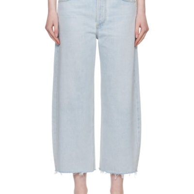 Citizens Of Humanity Blue Ayla Raw Hem Crop Jeans