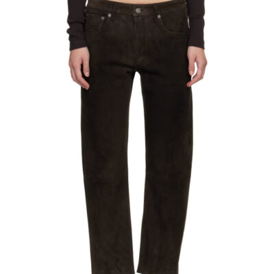 Citizens Of Humanity Brown Winslow Boyfriend Suede Trousers