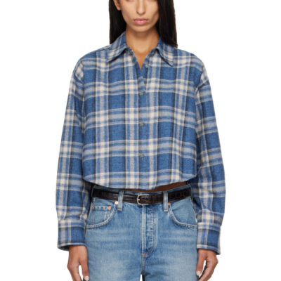 Citizens Of Humanity Navy & Off-White Ana Cropped Shirt