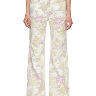 Citizens Of Humanity Off-White & Pink Kimberly 70's Flare Jeans