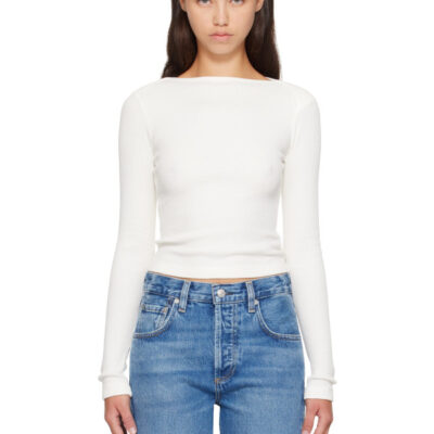 Citizens Of Humanity Off-White Waffle Long Sleeve T-shirt