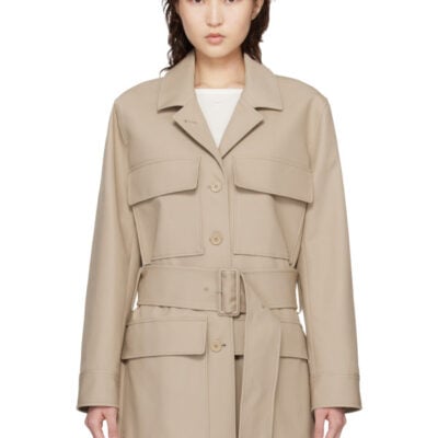Courrèges Beige Utility Belted Coat