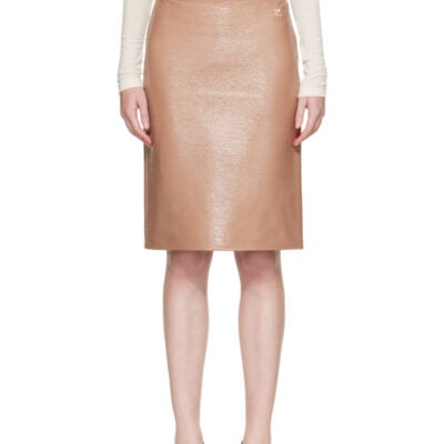 Courrèges Beige Vinyl Midi Skirt