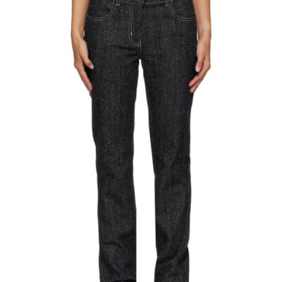 Courrèges Black Denim Tweed Straight Trousers