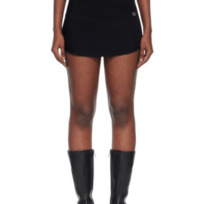 Courrèges Black Oblique Buttoned Knit Mini Skort