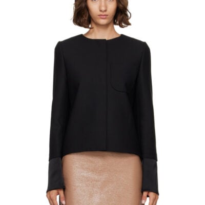 Courrèges Black Satin Details Tailored Jacket