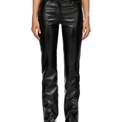 Courrèges Black Vinyl Straight Trousers