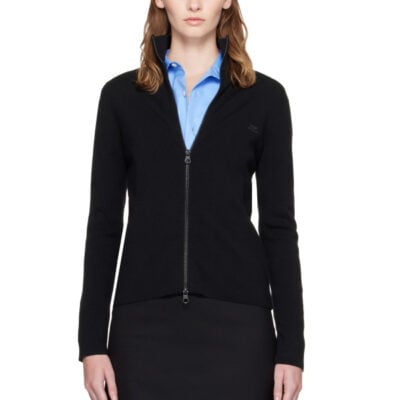 Courrèges Black Zipped Merino Wool Cardigan