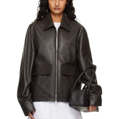 Courrèges Brown 2-Pocket Leather Jacket