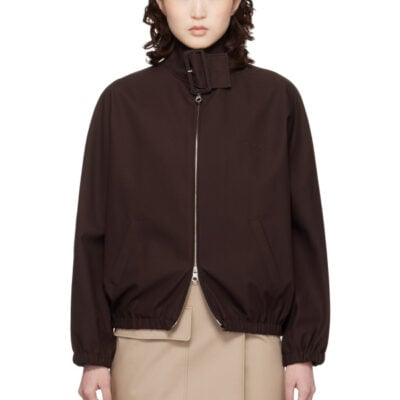 Courrèges Brown Buckle Zipped Bomber Jacket