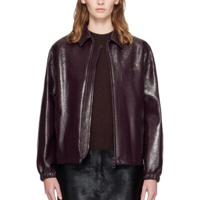 Courrèges Burgundy Vinyl Bomber Jacket
