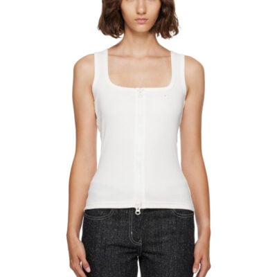 Courrèges White 90's Rib Zipped Tank Top
