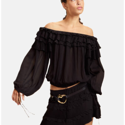 Cynthia Rowley Off Shoulder Ruffle Blouse