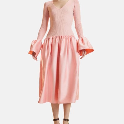 Cynthia Rowley Rib Knit Silk Wool Combo Dress