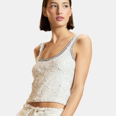 Cynthia Rowley Sequin Scoop Neck Tank