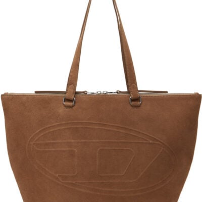Diesel Beige 1DR Dome Oval D Logo Suede Tote