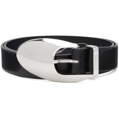 Diesel Black 3cm Leather Sculptural Buckle Belt