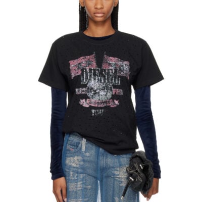 Diesel Black Concert Graphics & Crystals T-shirt