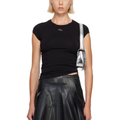 Diesel Black Cut-Out Embroidered Logo T-shirt