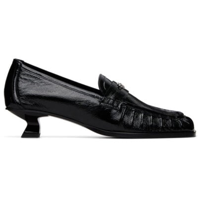 Diesel Black D-Amber-Penny Naplak Leather Loafer Heels