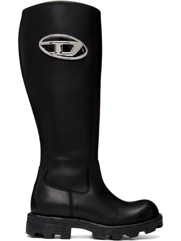 Diesel Black D-Hammer-Leather Knee-High Boots