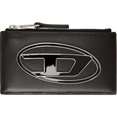 Diesel Black Nappa Leather Flat Card Holder