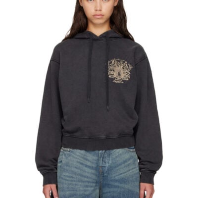 Diesel Black Prints & Rhinestone Studs Hoodie