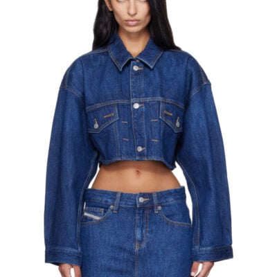 Diesel Blue Cropped Oversized Denim Trucker Jacket