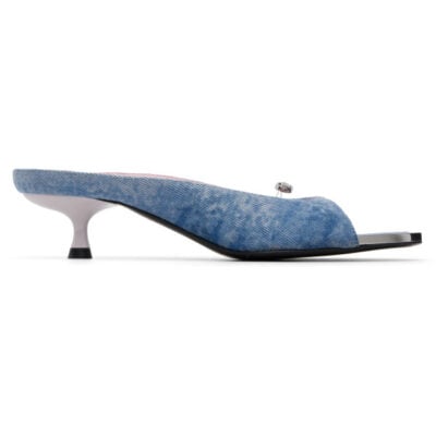 Diesel Blue D-Diam's-Low Denim Mule Heels