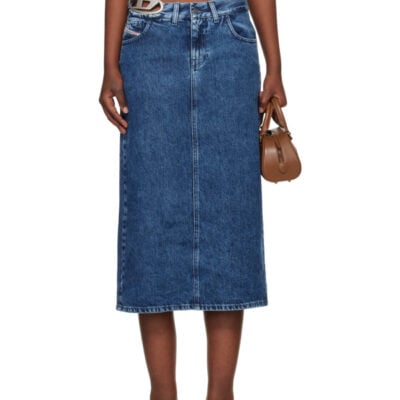 Diesel Blue De-Skye-S1 Denim Midi Skirt