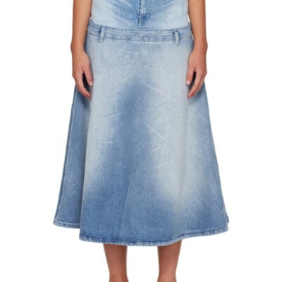 Diesel Blue Layered Denim Midi Skirt