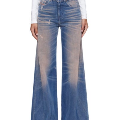 Diesel Blue & Pink Flare Regular Waist 1978 D-Akemi Jeans