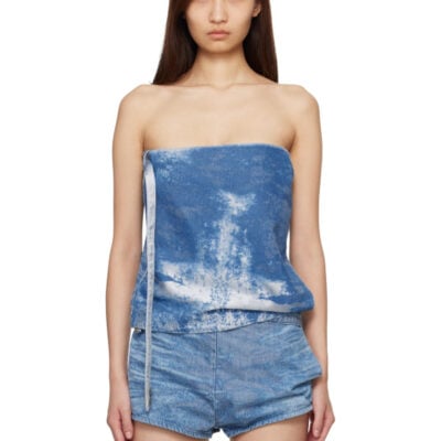 Diesel Blue Satin Denim Sleeveless Top