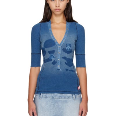 Diesel Blue Shadow-Patch Henley
