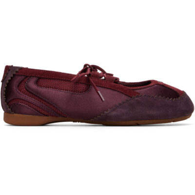Diesel Burgundy D-Mile Lace-Up Ballerina Flats