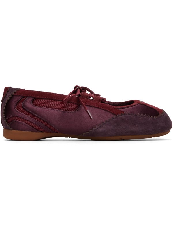 Diesel Burgundy D-Mile Lace-Up Ballerina Flats