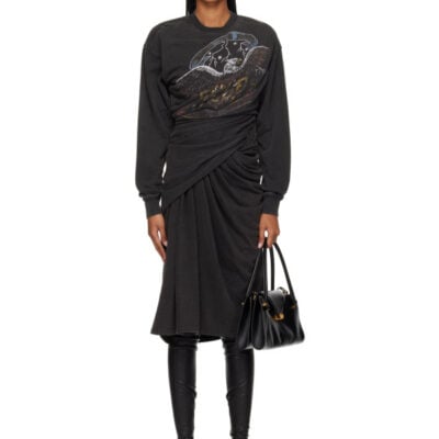Diesel Gray Concert Graphics Sweatshirt Midi Dress