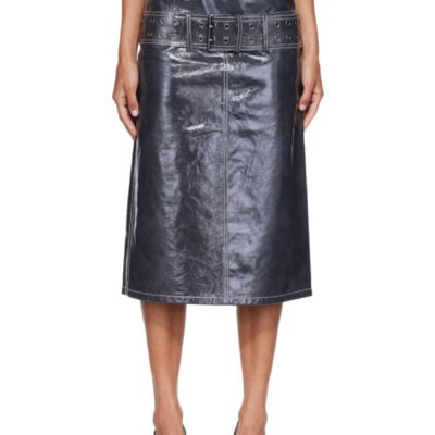 Diesel Gray Patent Leather Midi Skirt