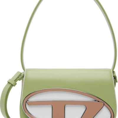 Diesel Green & White 1DR Nappa Leather Iconic Shoulder Bag
