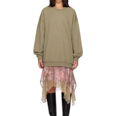 Diesel Khaki & Pink Sweatshirt Minidress