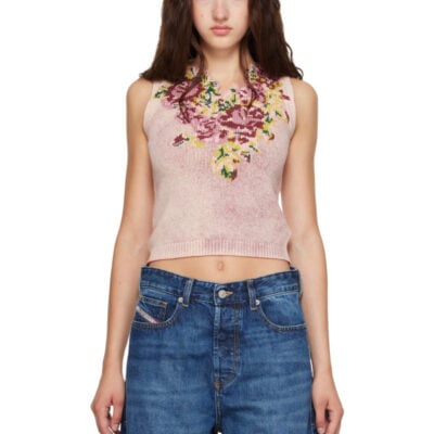 Diesel Pink Knit Floral Vest