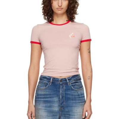 Diesel Pink Slim Pig Print T-shirt