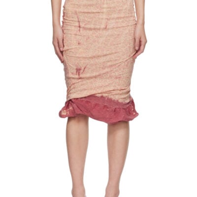 Diesel Pink Treated Double-Layer Puffy Hem Miniskirt
