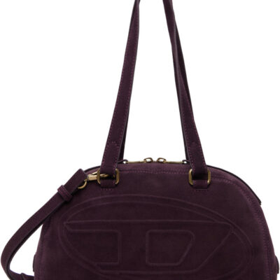 Diesel Purple 1DR Dome Oval D Logo Suede Shoulder Bag
