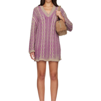Diesel Purple & Khaki Sweater Minidress