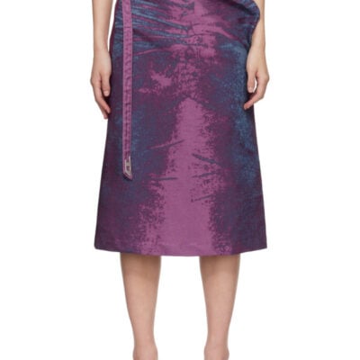 Diesel Purple Satin Denim Midi Skirt