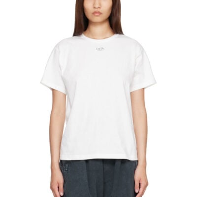 Diesel White Metallic Oval D Cotton T-shirt
