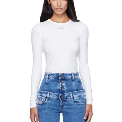 Diesel White T-Uncutieslong-Ls-Od T-shirt