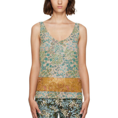 Dries Van Noten Beige & Blue Floral Top